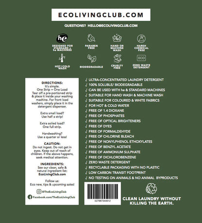 Eco Living Club Laundry Strips - Unscented Bulk 